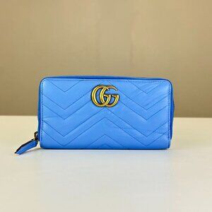 Gucci Blue Leather Marmont Wallet